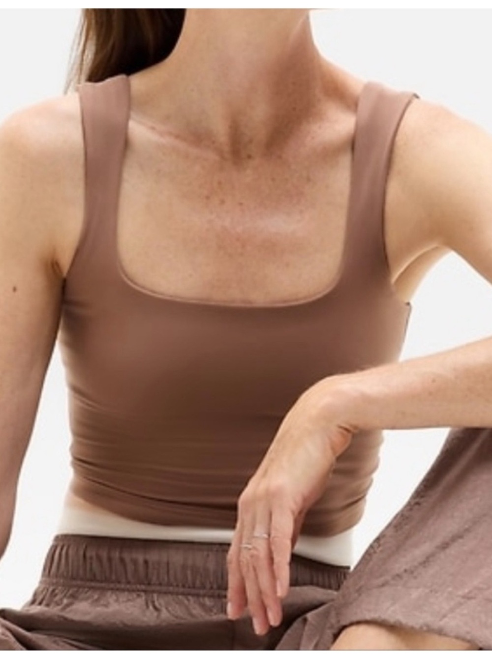 NWOT Athleta Chocolate Brown Square-Neck Crop Tank